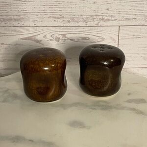 Russel Wright Brown Glazed Ceramic Salt and Pepper Shakers